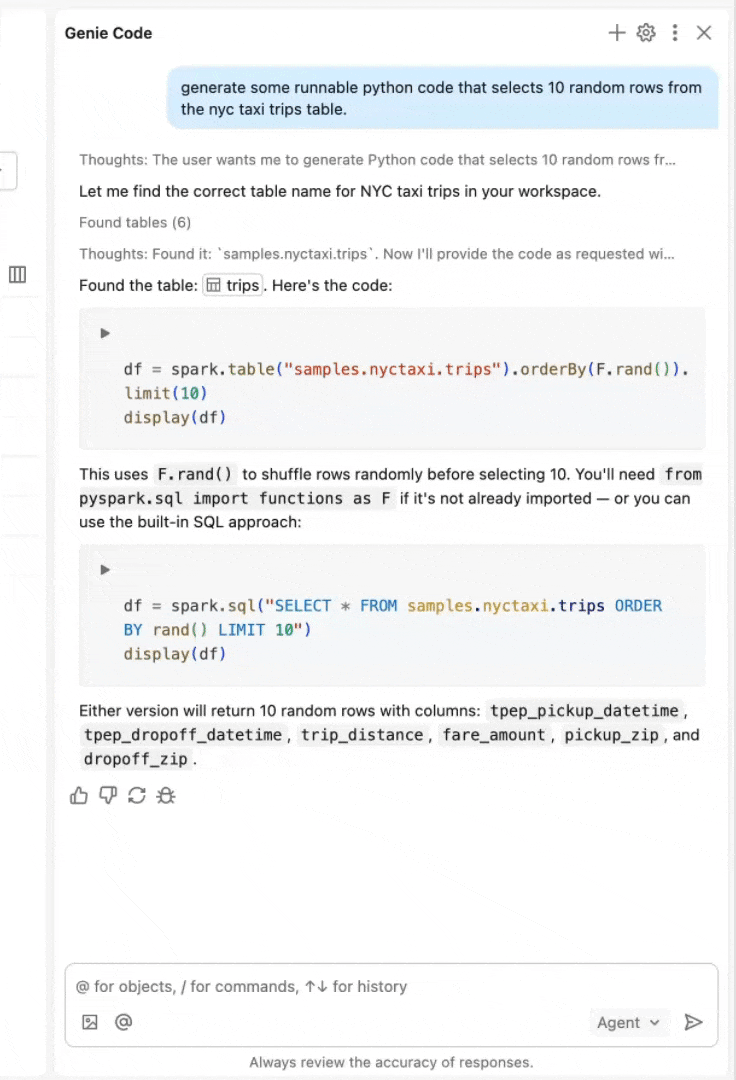 Run Python code in assistant pane.