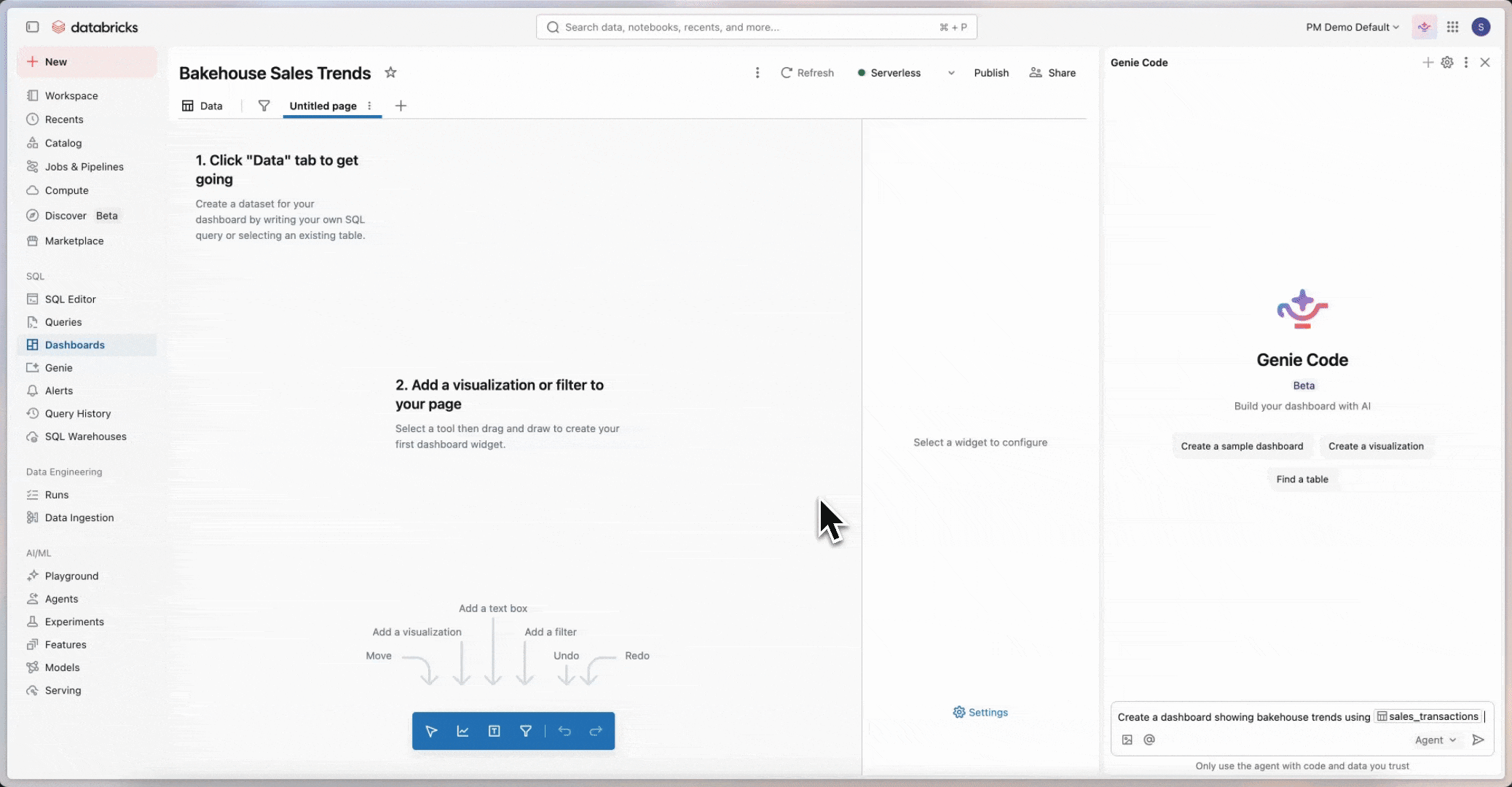 Dashboard authoring agent demo.