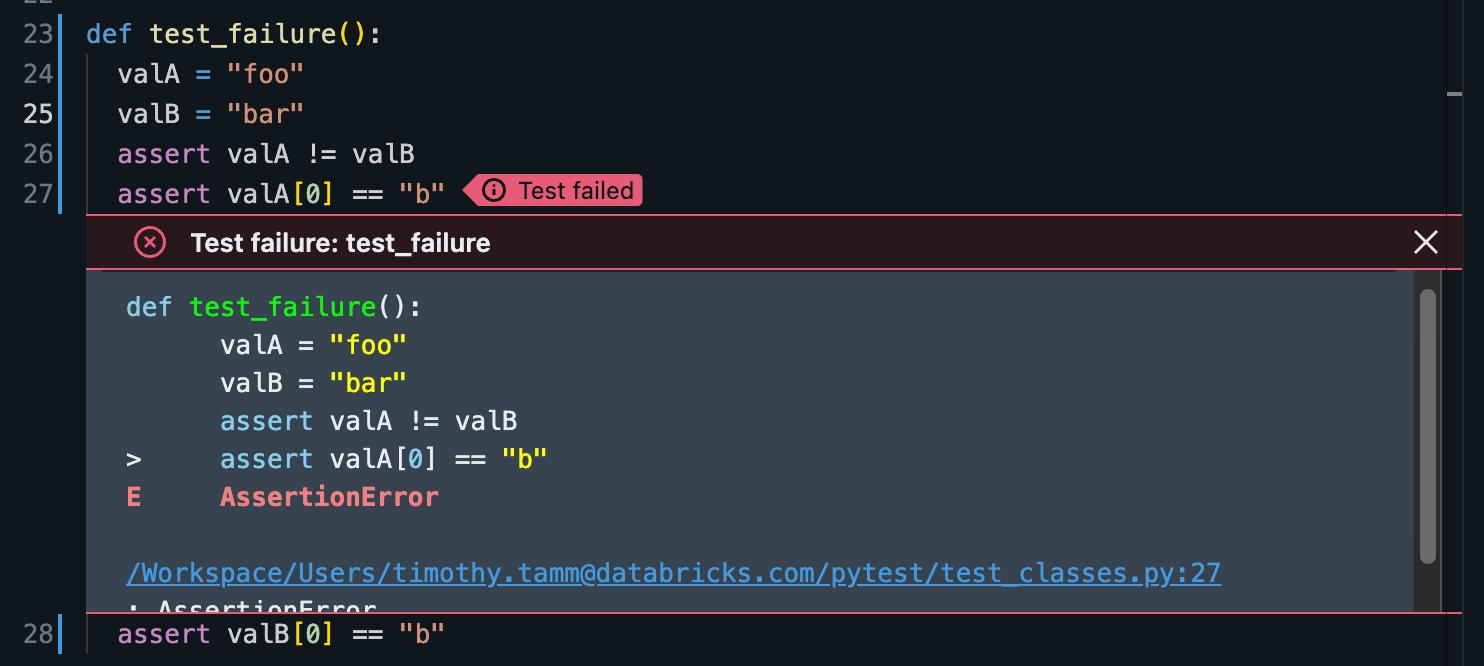 Tests failure indicators