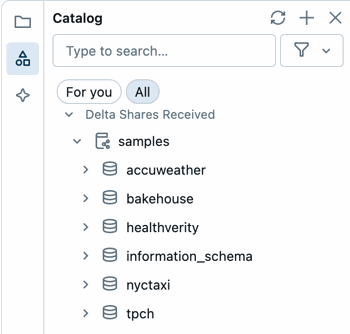 The left pane in the SQL editor includes tabs for the workspace file browser, schema browser, and Genie Code.