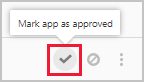 Screenshot of the approve icon at the end of an app row used to mark an OAuth app as approved.
