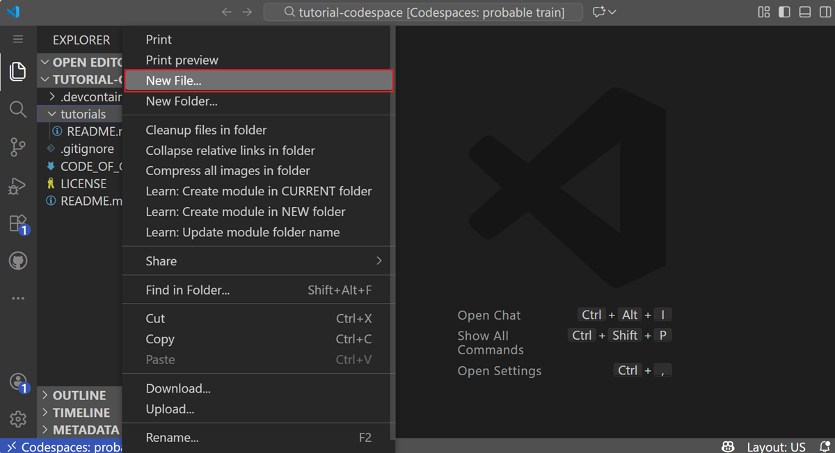 Create a new file named HelloWorld.cs in the tutorials folder