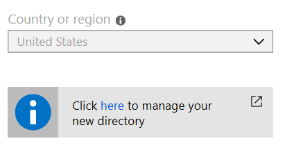 Screenshot of the link to the new Microsoft Entra B2C directory on the dashboard.