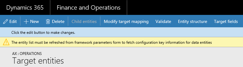 Screenshot of configuration keys.