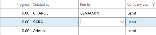 Screenshot of the Run by user functionality in batch job settings.