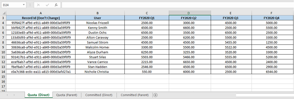 Eksempel på visning af Excel-projektmappe