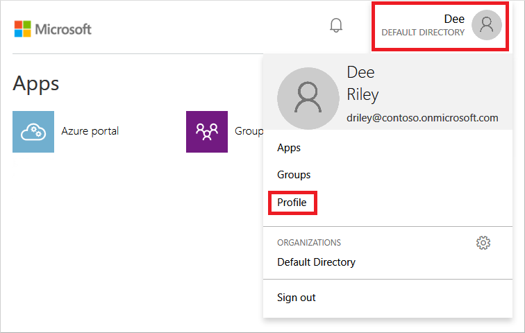 Screenshot of how to select a profile.