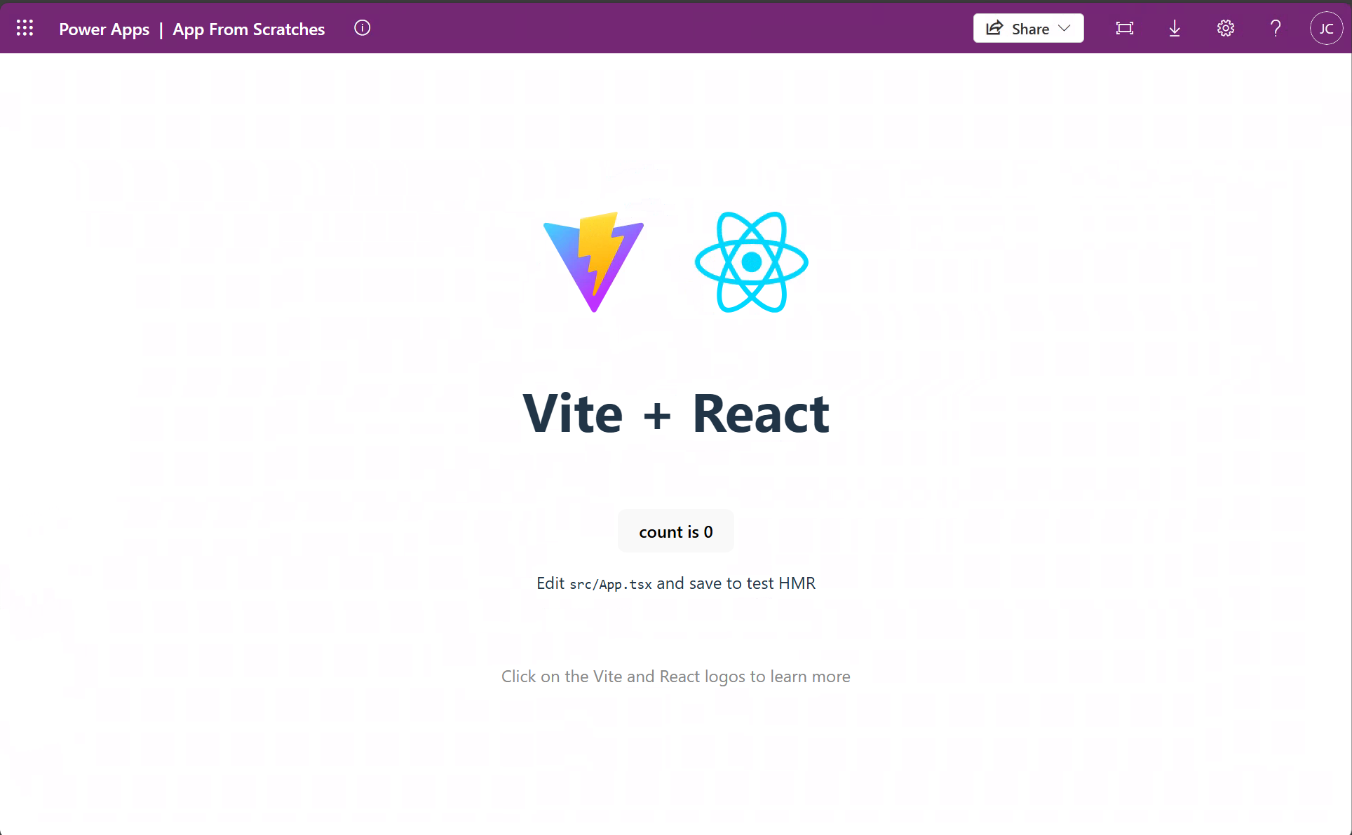 A code app running locally in a browser
