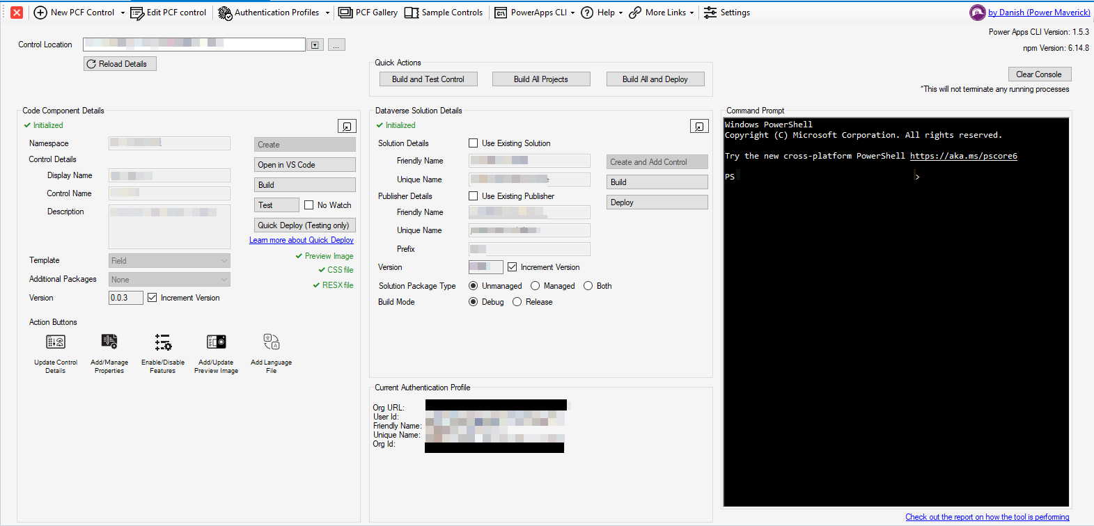 Screenshot of PCF Builder in XrmToolBox for creating Power Apps component framework code components.