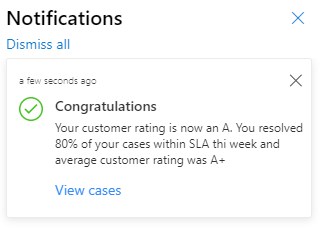 Screenshot of an in-app notification containing a single action.