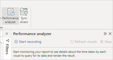 Skærmbillede af Effektivitetsanalyse-panelet i Power BI Desktop.