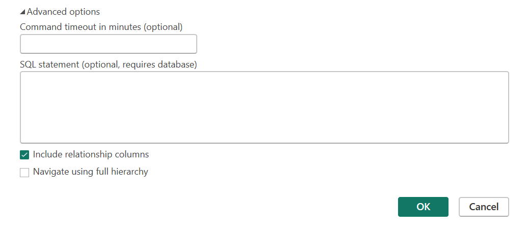 Skærmbillede af de avancerede indstillinger, der er inkluderet i dialogboksen PostgreSQL-forbindelse.