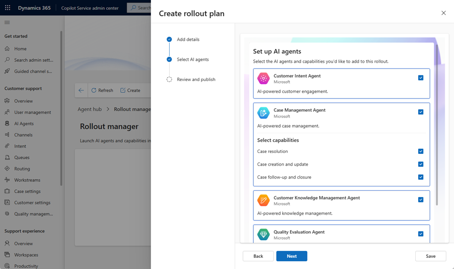 Screenshot of creating a rollout plan.