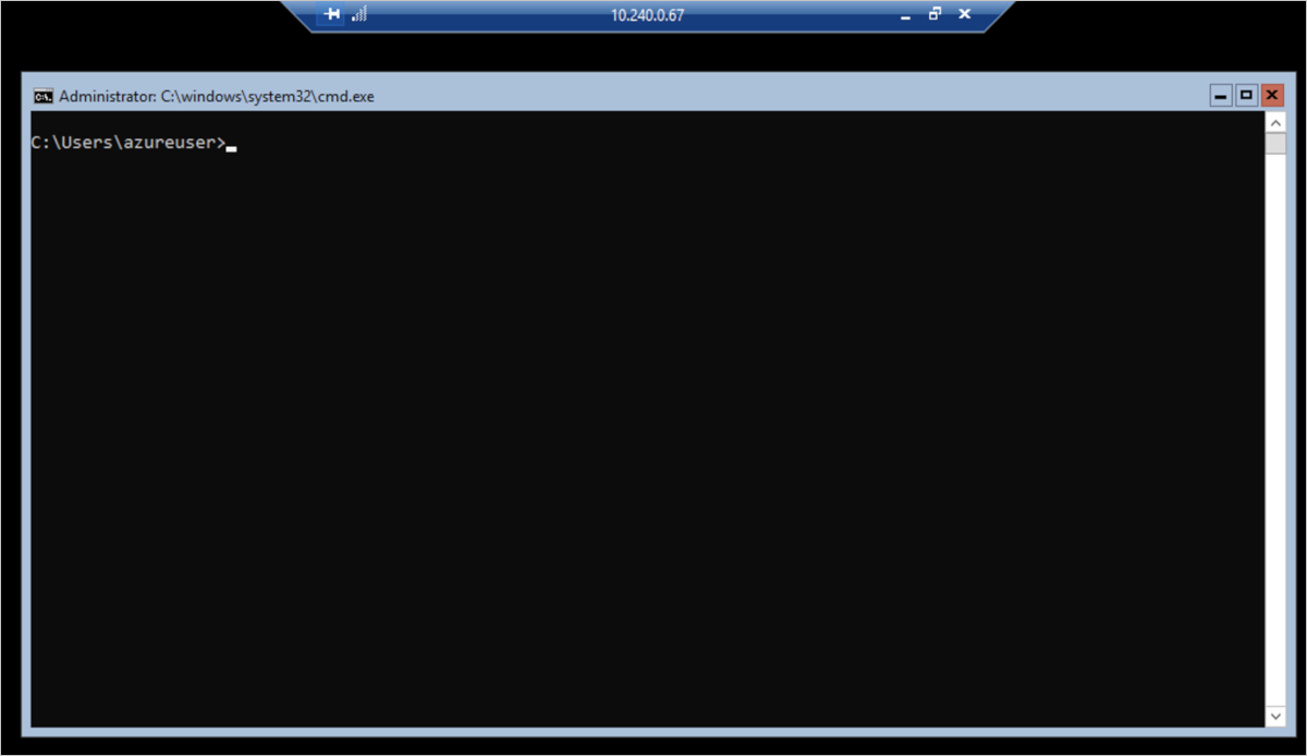 Abbildung des Befehlszeilenfensters im Windows Server-Knoten
