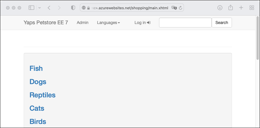 Screenshot der Maven-Hallo Welt-Web-App, die in Azure App Service ausgeführt wird.