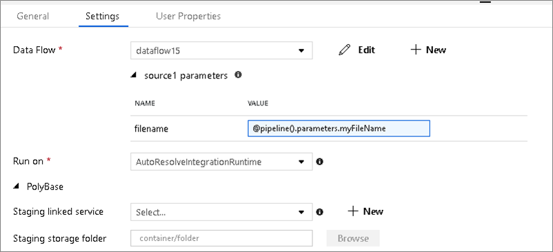 Datenflussparameter ausführen