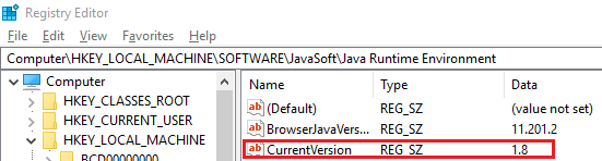 Screenshot mit dem Java Runtime Environment.