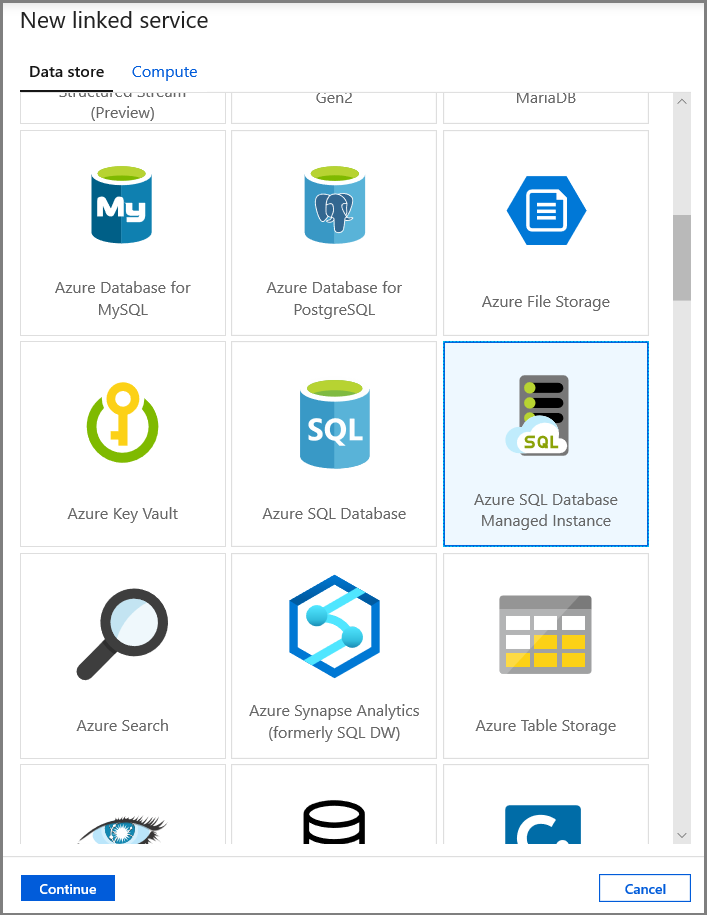 Source-Datasettyp - Azure SQL-Datenbank