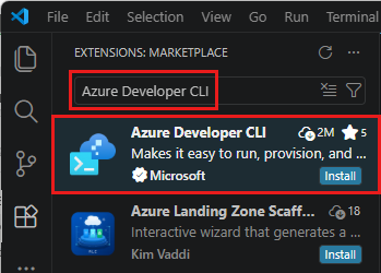 Screenshot von Visual Studio Code, der den Bereich 