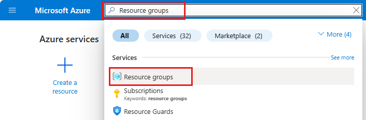 Screenshot der Seite für Ressourcengruppen.