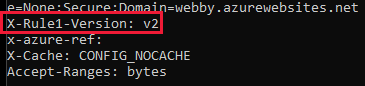 Screenshot der Ausgabe der benutzerdefinierten Headerversion.