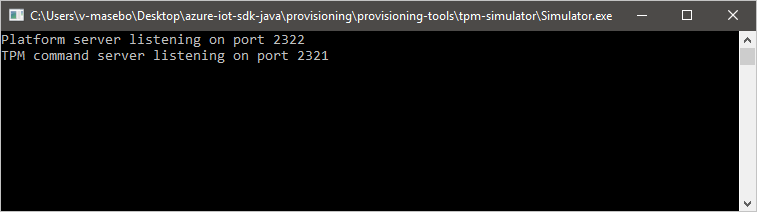 Screenshot des Konsolenfensters für den TPM-Simulator.