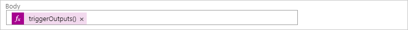 Screenshot zeigt den Standardworkflow mit dem aufgelösten TriggerOutputs()-Ausdruck der Antwortaktion.