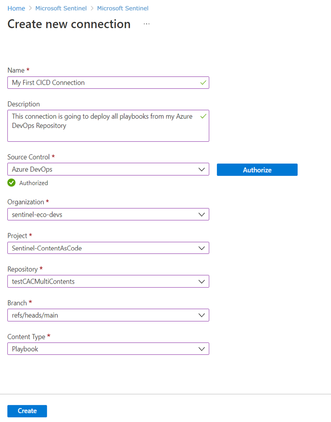 Screenshot einer neuen GitHub-Repositoryverbindung.