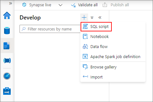 Screenshot des SELECT-SQL-Skripts für eine neue Abfrage.