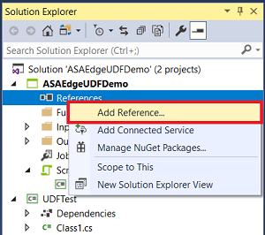 Screenshot des Hinzufügens einer Referenz zu einem C#-Projekt in Visual Studio.