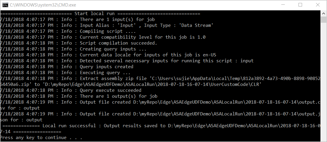 Ausführen eines Azure Stream Analytics-Auftrags lokal mit Visual Studio