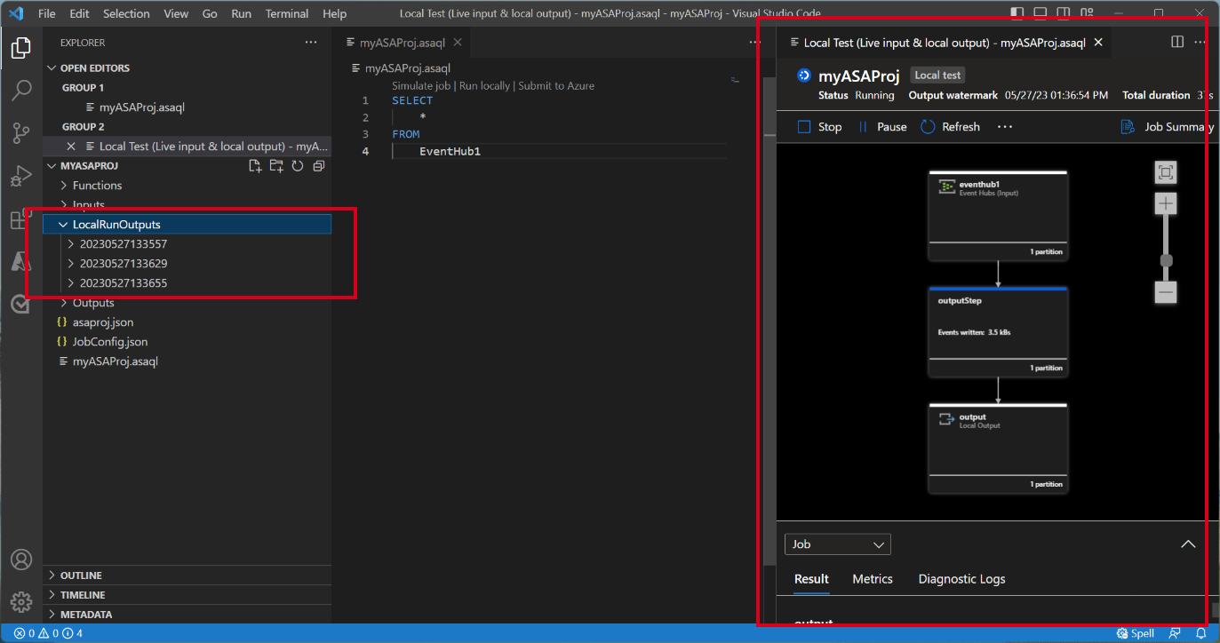 Screenshot der VS Code-Erweiterung mit lokalem Testfenster.
