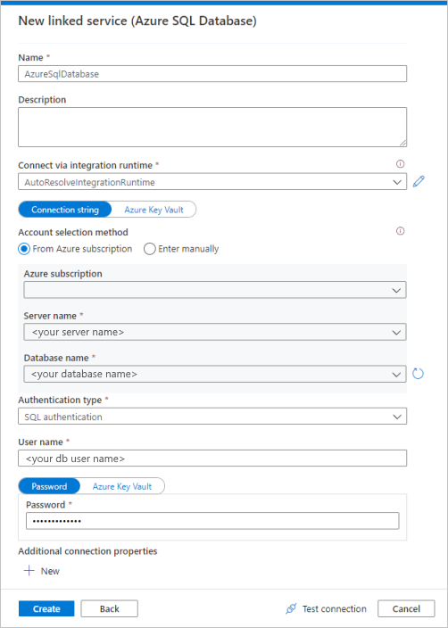 Konfigurieren des verknüpften Azure SQL-Datenbankdiensts