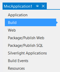 Screenshot des Dropdownmenüs des Projekts im Projektmappen-Explorer-Fenster, in dem die Build-Option hervorgehoben wird.