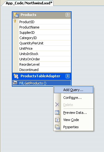 Right-Click im TableAdapter und 