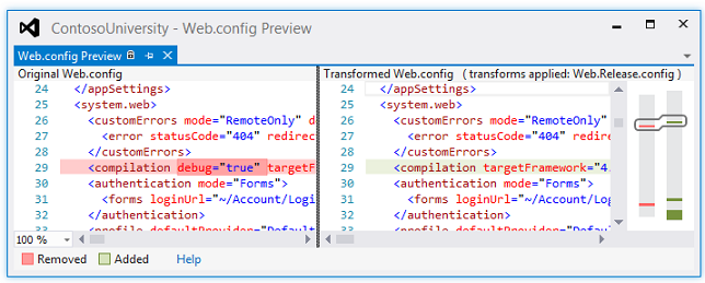 Vorschau der Debug-Transformation