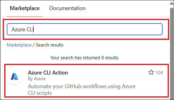 Auswählen der Azure&nbsp;CLI-Aktion