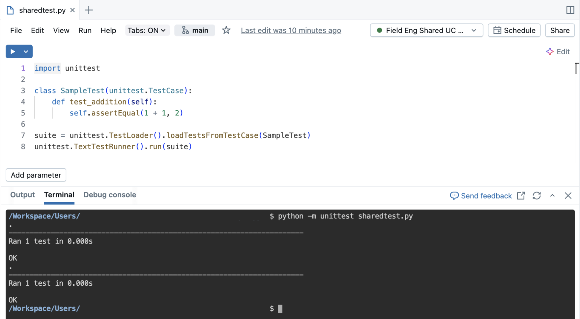 Testen eines Aufrufs von Git-Ordnern
