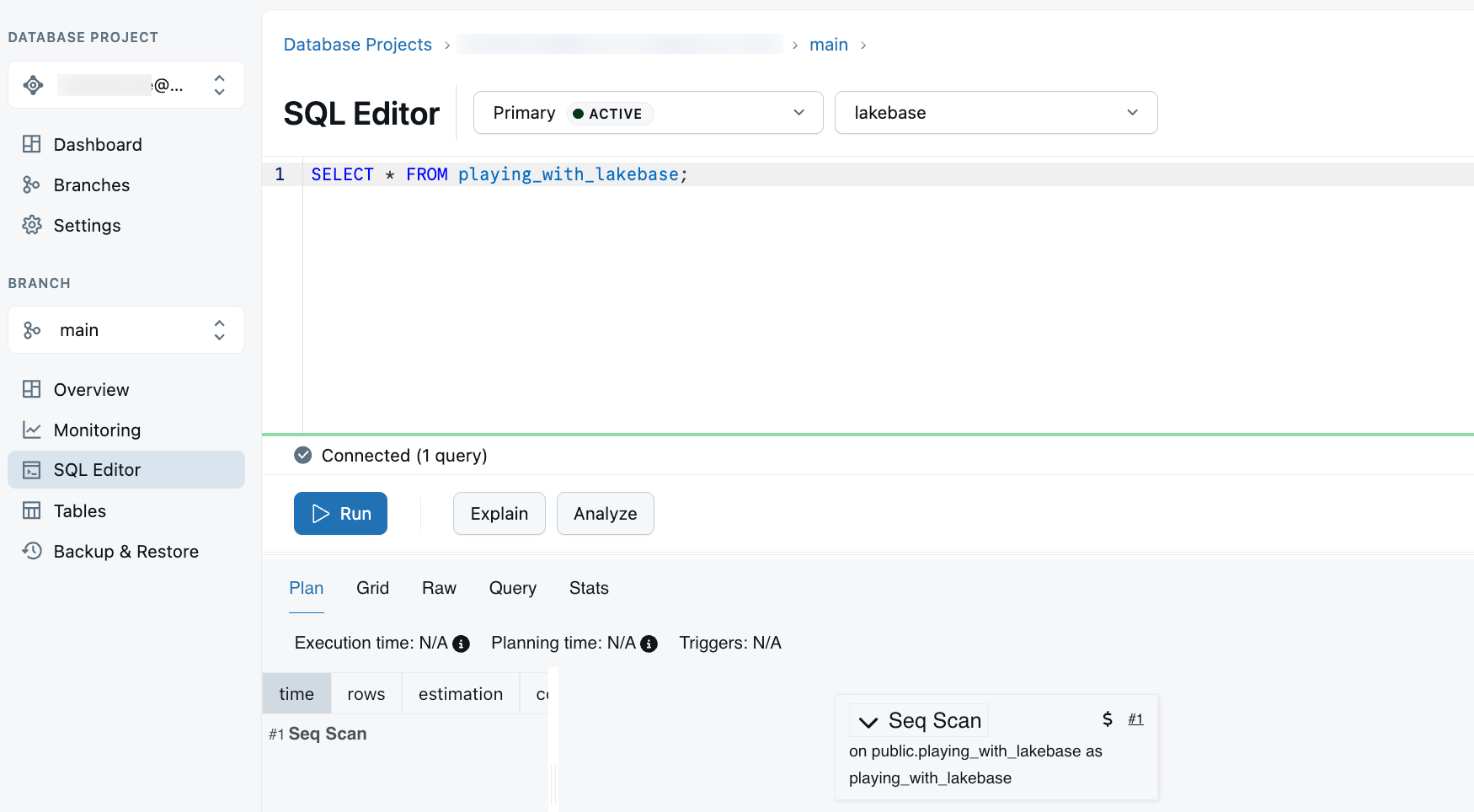 LKB SQL Editor Erklären und Analysieren