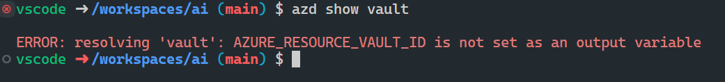 Screenshot des Azure-Ressourcenfehlers.