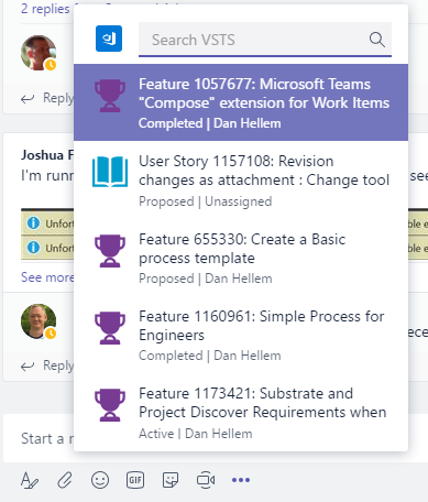 VSTS-Messaging-Erweiterung in Microsoft Teams