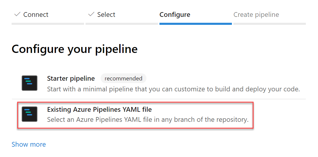Erstellen Sie Pipelines aus einer vorhandenen YAML-Datei in einer Verzweigung oder einem beliebigen Pfad.
