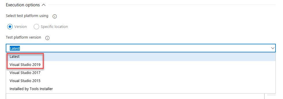 Unterstützung für Visual Studio 2019 (VS2019) in Visual Studio Test-Aufgabe.
