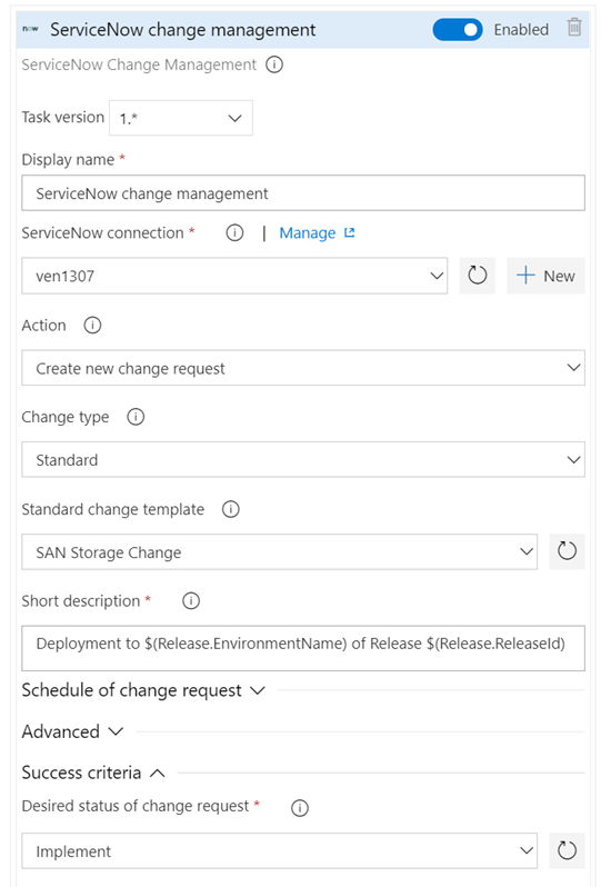 ServiceNow Änderungsmanagement.