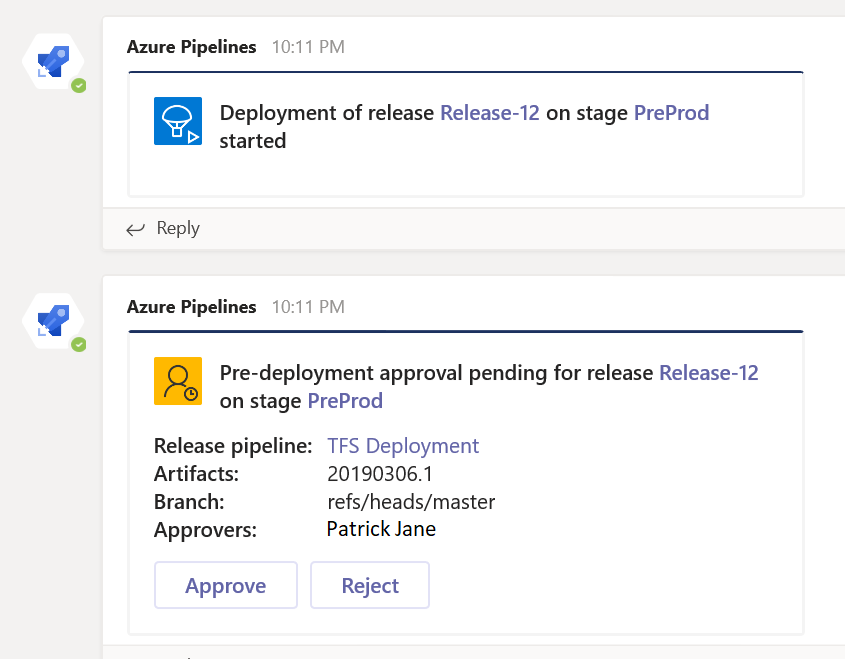 Azure Pipelines-App für Microsoft Teams.