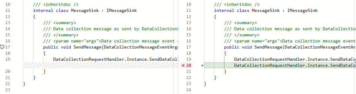 Details der Abdeckungsinformationen für jede geänderte Codezeile anzeigen.