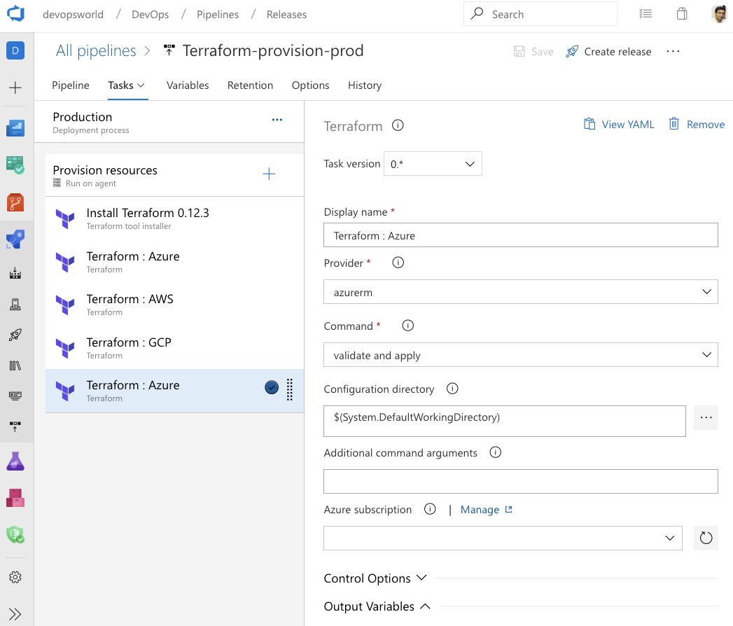 Terraform-Integration in Azure Pipelines.