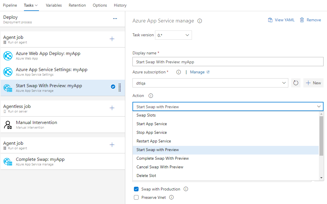 Azure App Service unterstützt jetzt Swap with preview.