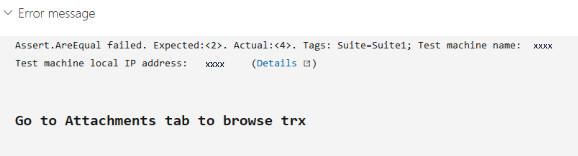 Markdown-Unterstützung in automatisierten Testfehlermeldungen.
