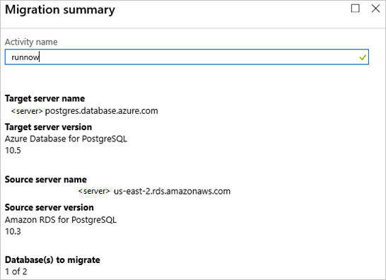 Screenshot „Migrationszusammenfassung“.
